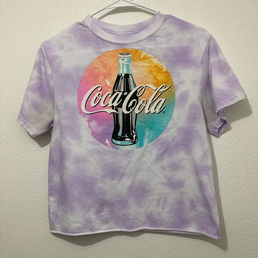 Coca Cola Women Purple Tie Dye Coca Cola Bottle Graphic T Shirt size small.